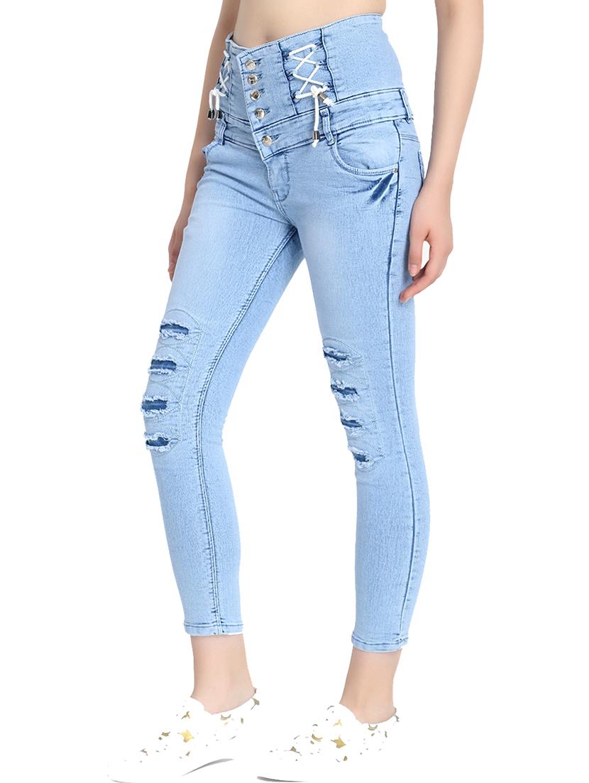 high rise distressed jeans - 16783497 - Zoom Image - 2