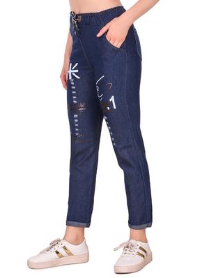 drawstring waist printed jeans - 16785845 - Standard Image - 2