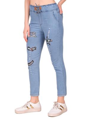 drawstring waist printed jeans - 16785846 - Standard Image - 2