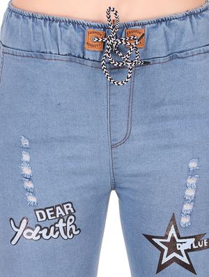 drawstring waist printed jeans - 16785846 - Standard Image - 5