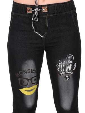 drawstring waist printed jeans - 16785853 - Standard Image - 5