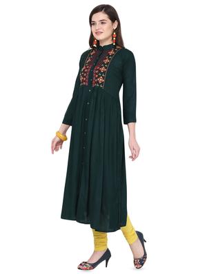 embroidered flared kurta - 16786909 - Standard Image - 2