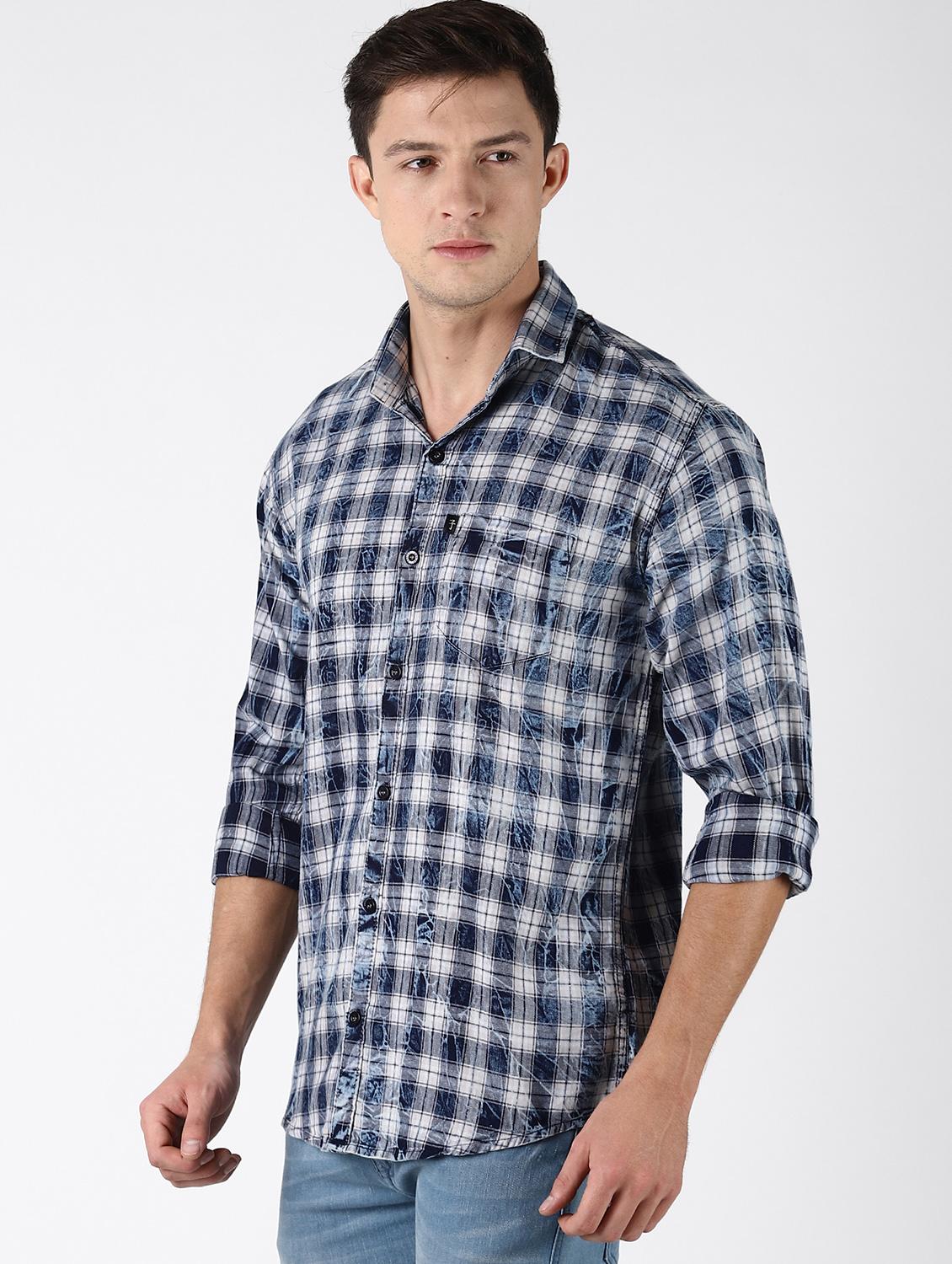 blue checkered casual shirt - 16788424 - Zoom Image - 2