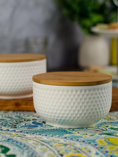 porcelain bowl with wooden lid (set of 2) - 16788676 - Standard Image - 1