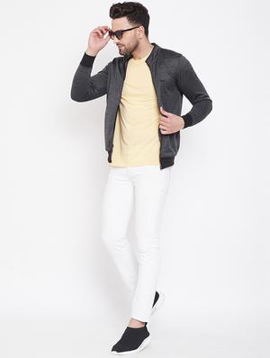 grey solid casual jacket - 16789182 - Standard Image - 5