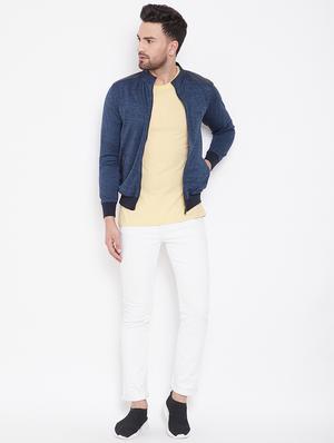 navy blue solid casual jacket - 16789183 - Standard Image - 5