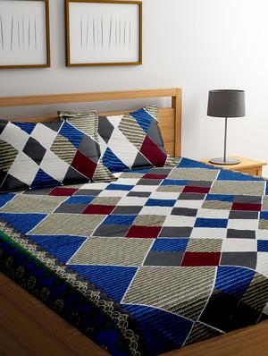 poly cotton double bedsheet with 2 pillow covers - 16791308 - Standard Image - 2