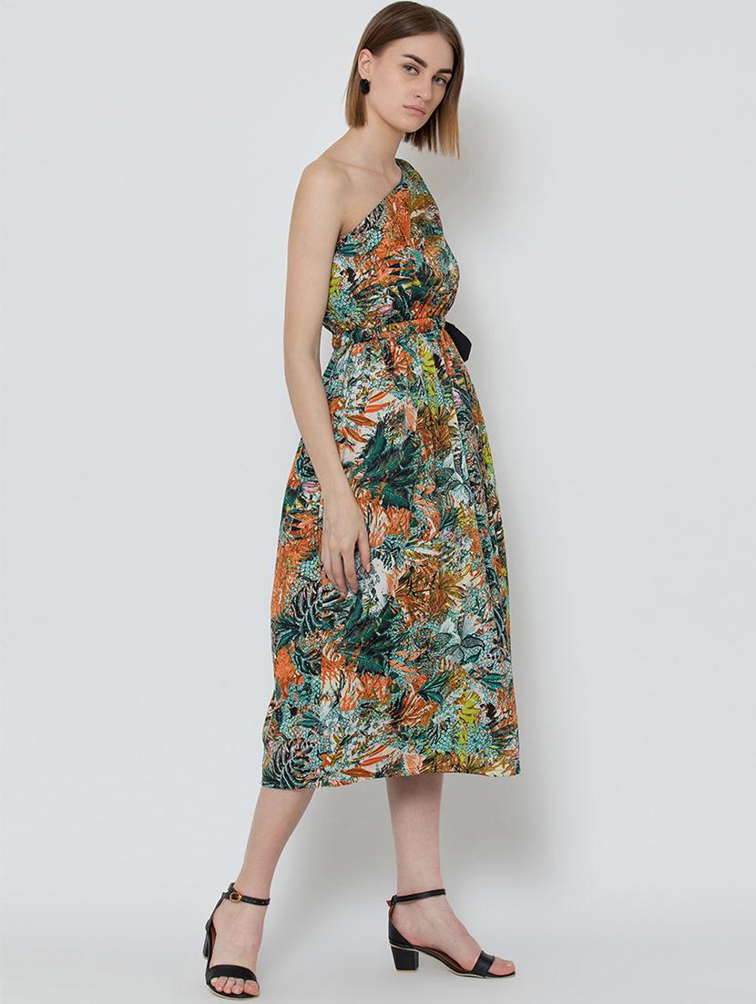 single shoulder tropical a-line dress - 16792373 - Zoom Image - 2