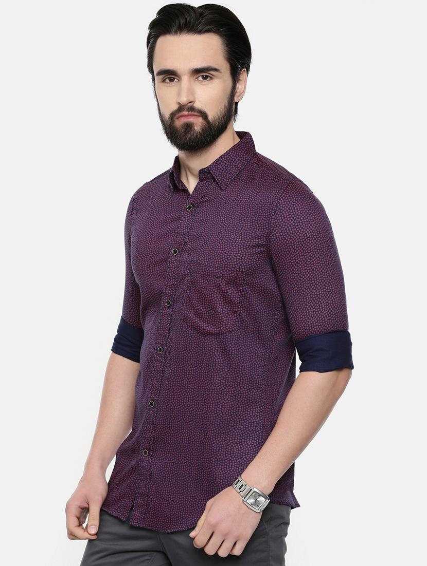 navy blue printed casual shirt - 16792777 - Zoom Image - 2
