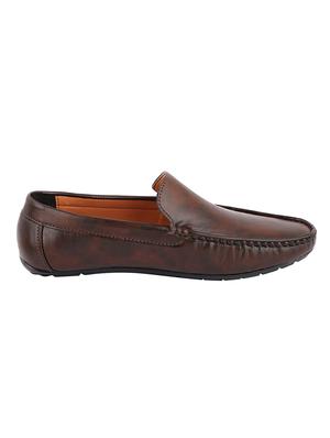 brown leatherette slip on loafers - 16792821 - Standard Image - 2