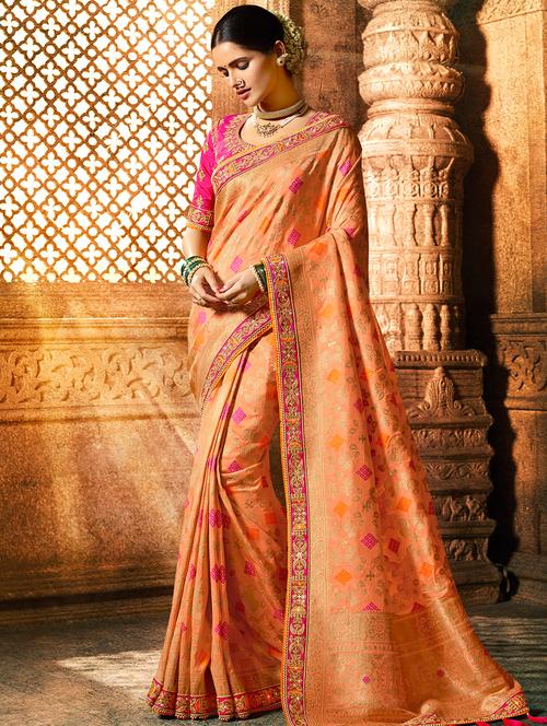 self design woven saree with blouse - 16793336 - Standard Image - 1