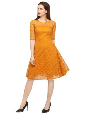 round neck floral laced a-line dress - 16793449 - Standard Image - 2