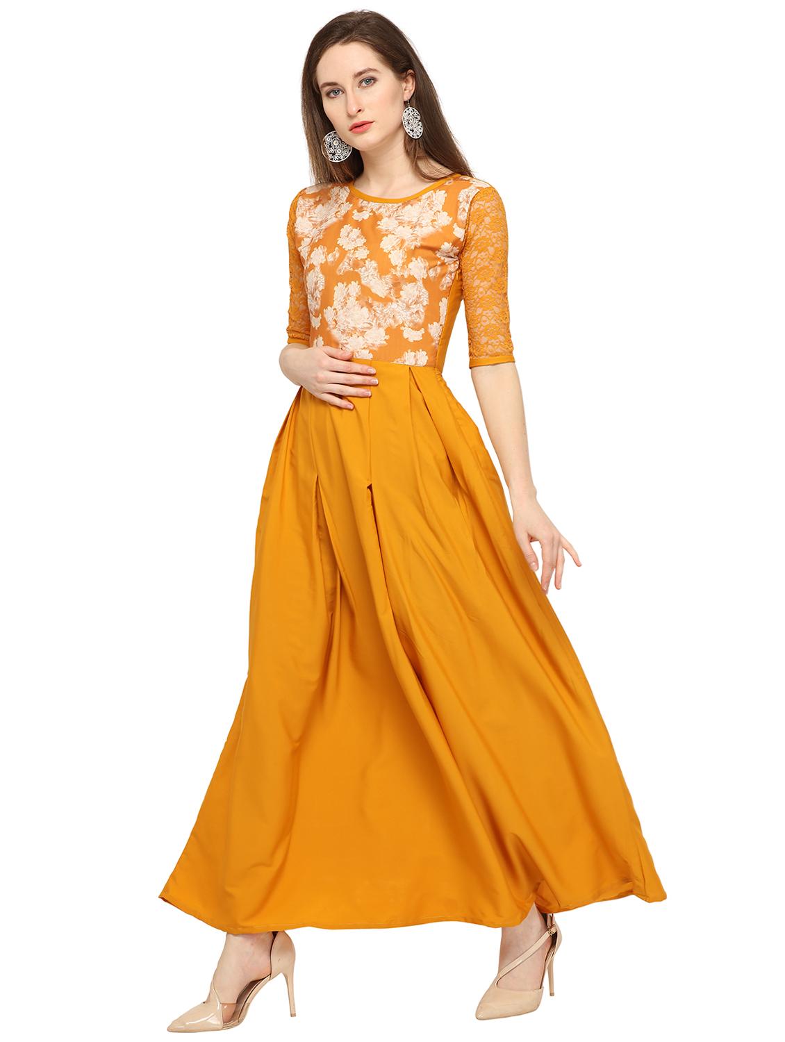 round neck floral panel maxi dress - 16793450 - Zoom Image - 2