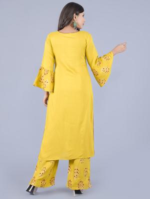 gold print kurta palazzo set - 16793808 - Standard Image - 2