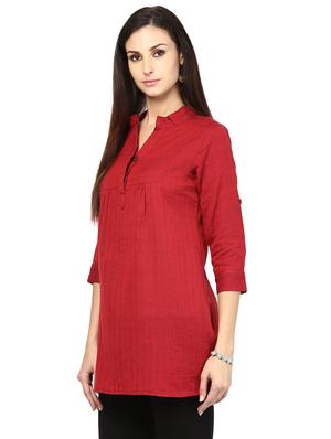 maroon cotton aline kurti - 16794513 - Standard Image - 2