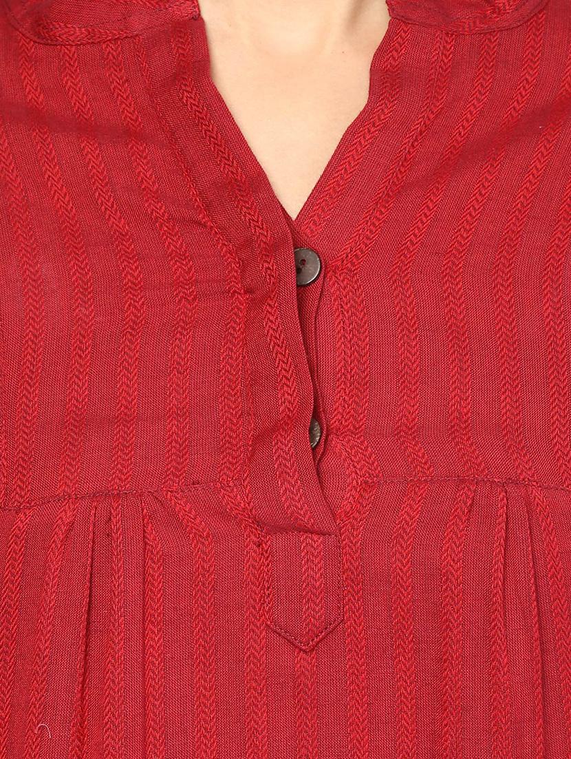 maroon cotton aline kurti - 16794513 - Zoom Image - 5