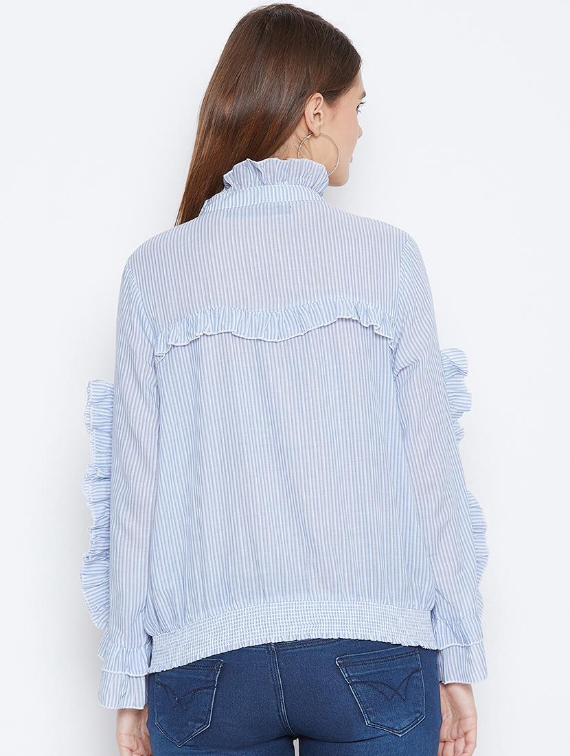 frill detail striped top - 16796192 - Zoom Image - 2