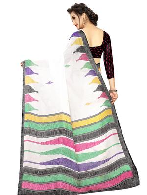 bordered printed saree with blouse - 16796755 - Standard Image - 2