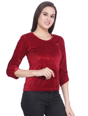round neck velvet top - 16796870 - Standard Image - 2