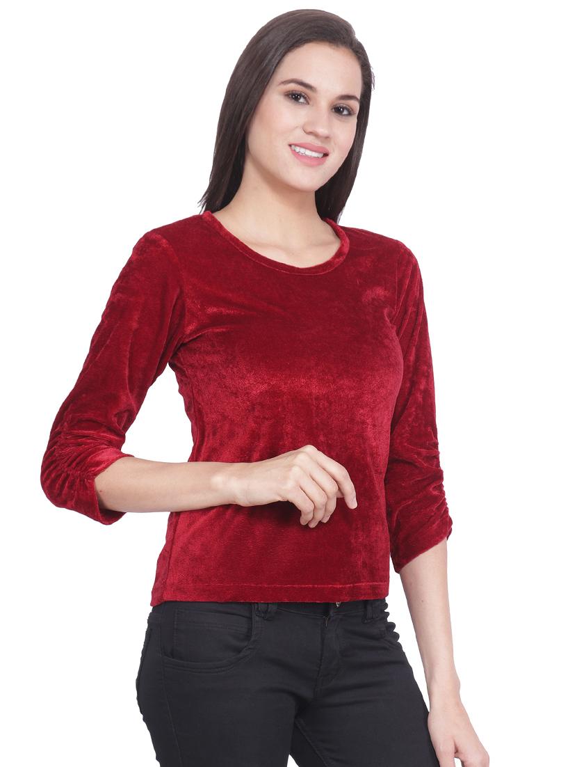 round neck velvet top - 16796870 - Zoom Image - 2