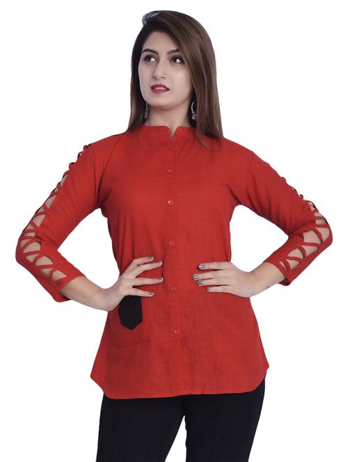 solid straight kurti - 16797236 - Very Small Image - 1