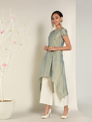 solid asymmetric kurta - 16797535 - Standard Image - 2