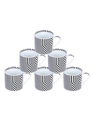 bone china cup set with inner chain & black design. ( set of 6 ) - 16798210 - Standard Image - 2