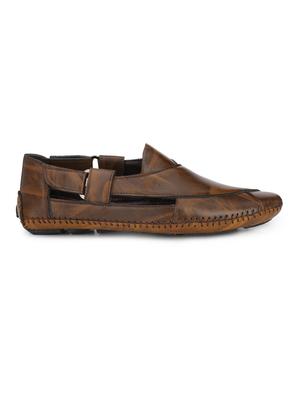 brown leatherette slip on sandals - 16798314 - Standard Image - 2
