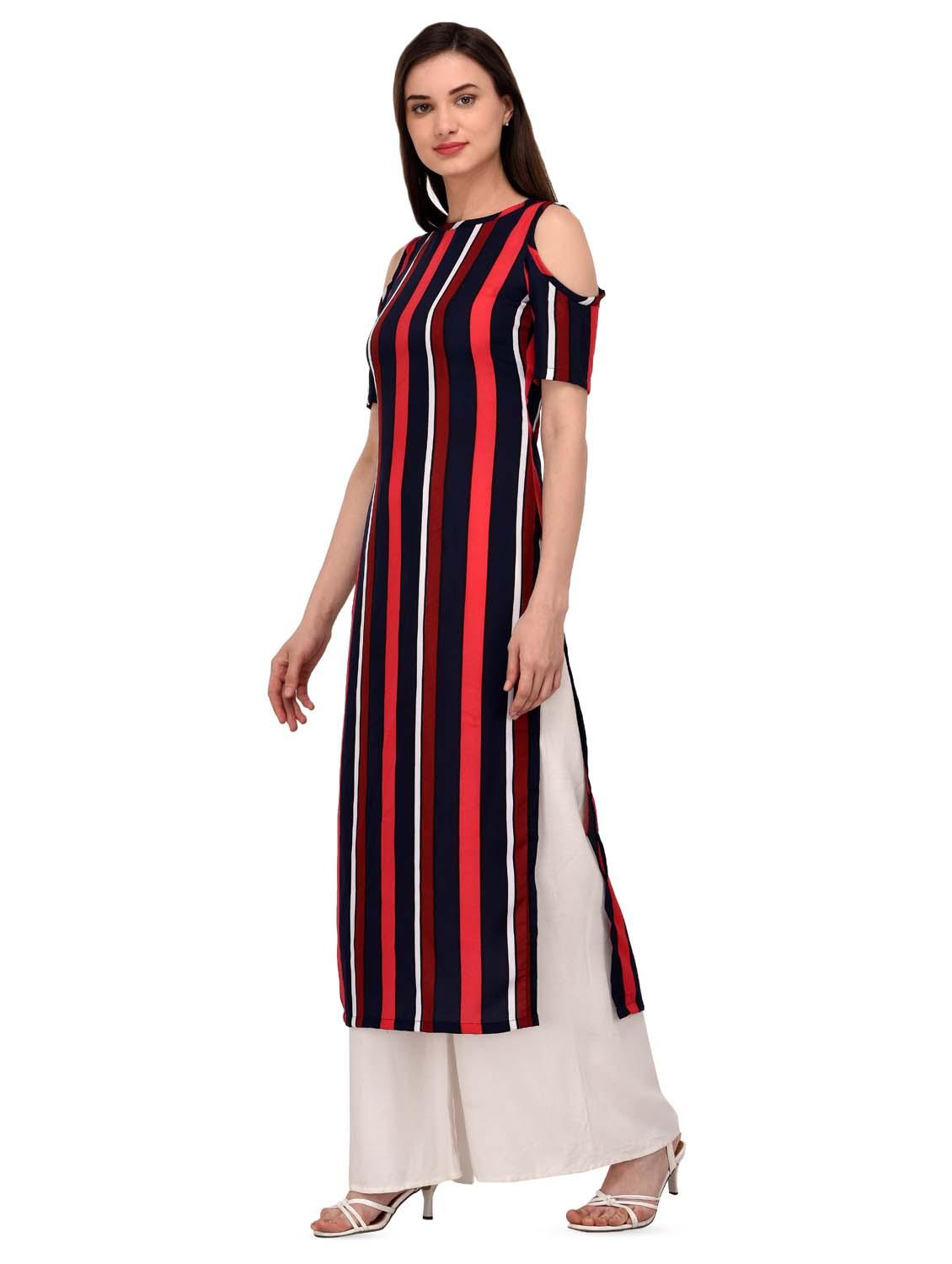 striped straight kurta - 16800875 - Zoom Image - 2