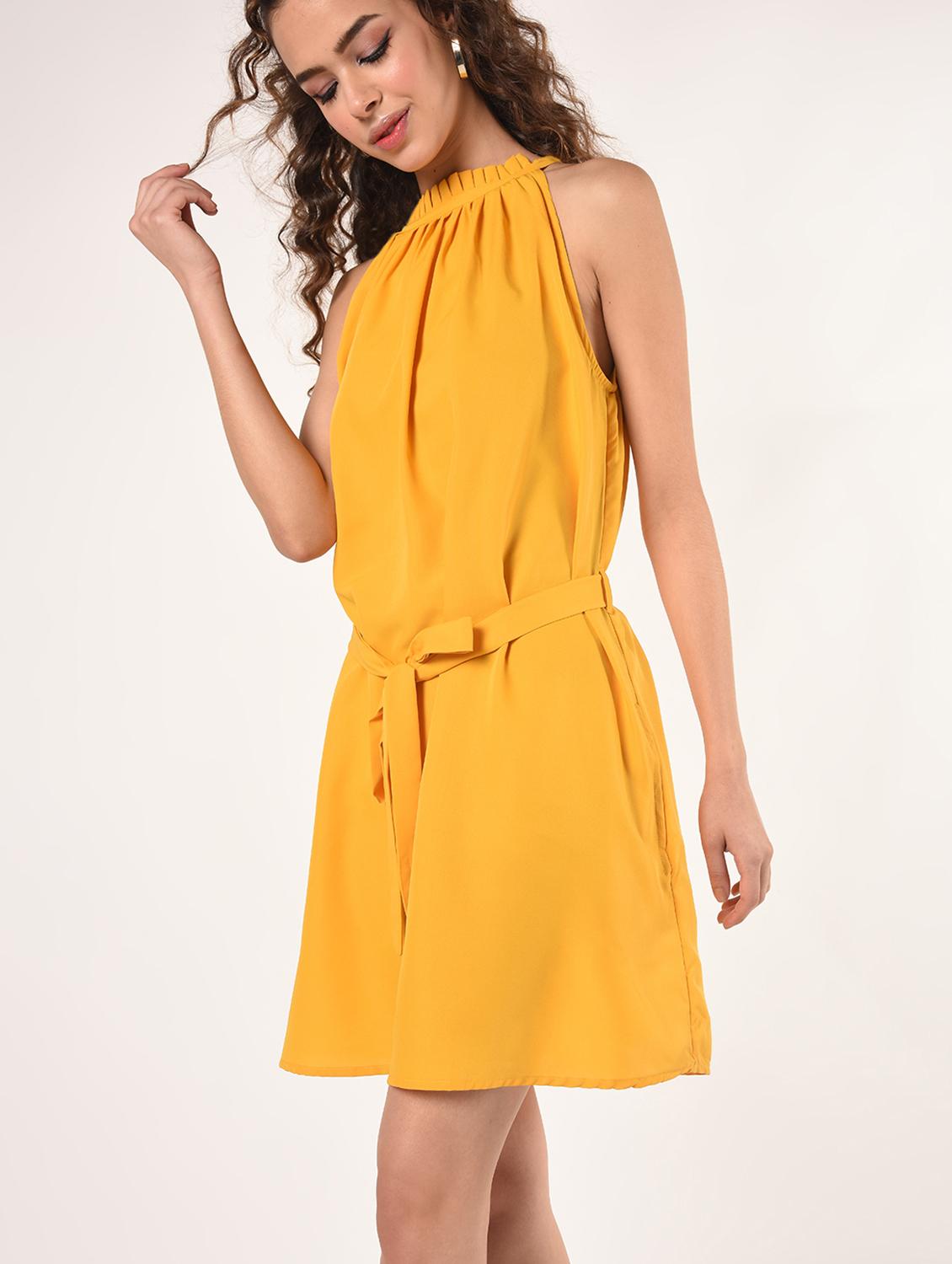 tie front halter neck a-line dress - 16802276 - Zoom Image - 2
