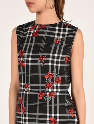 round neck checkered midi dress - 16802278 - Standard Image - 5