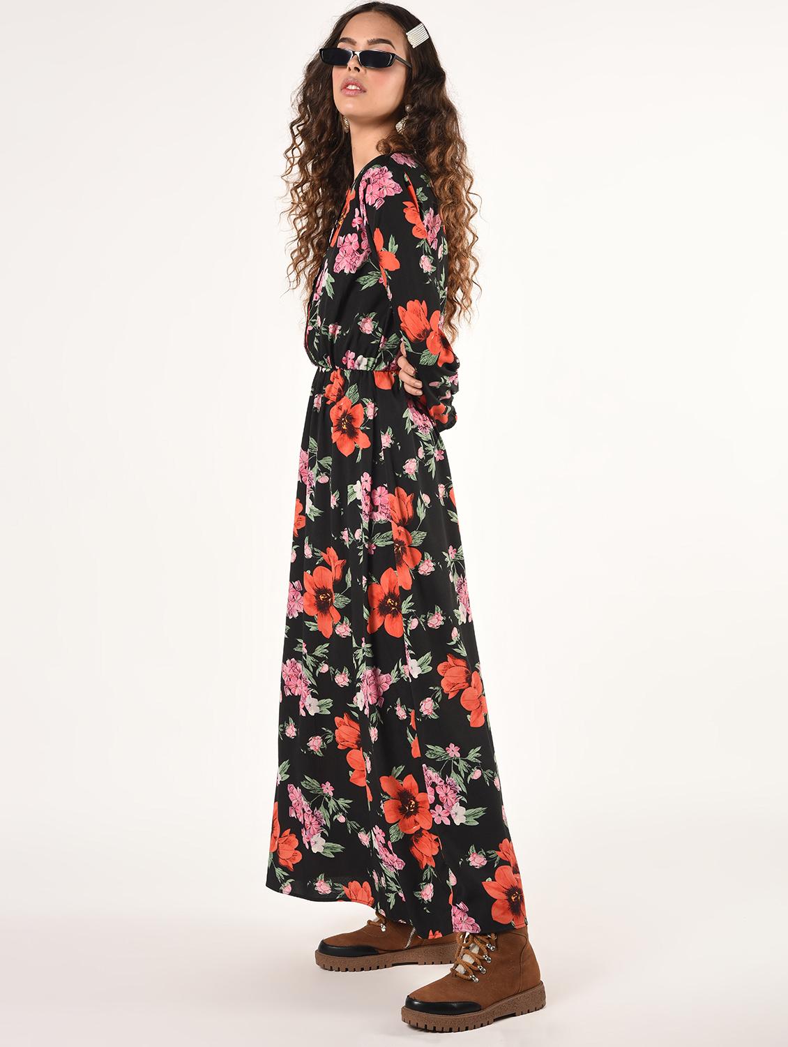 round neck floral blouson maxi dress - 16802290 - Zoom Image - 2