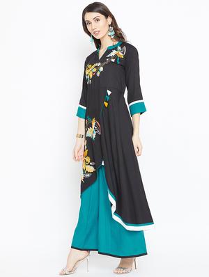 embroidered kurta palazzo set - 16803962 - Standard Image - 2
