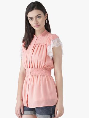 smocked waist solid top - 16804850 - Standard Image - 2