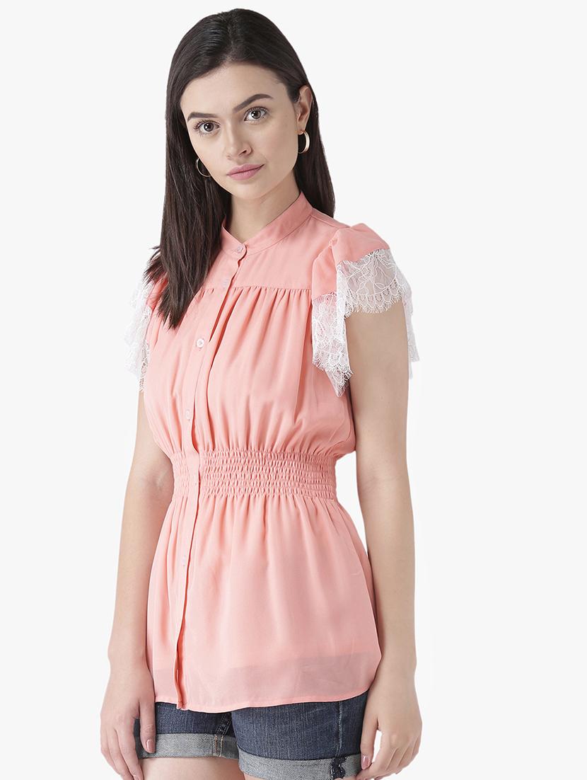 smocked waist solid top - 16804850 - Zoom Image - 2
