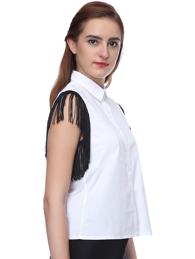 fringe laced sleeveless shirt - 16804880 - Zoom Image - 2