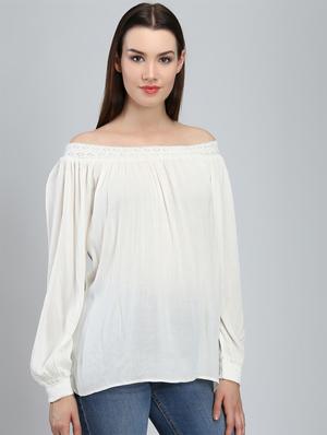 off shoulder lace detail top - 16805068 - Standard Image - 2