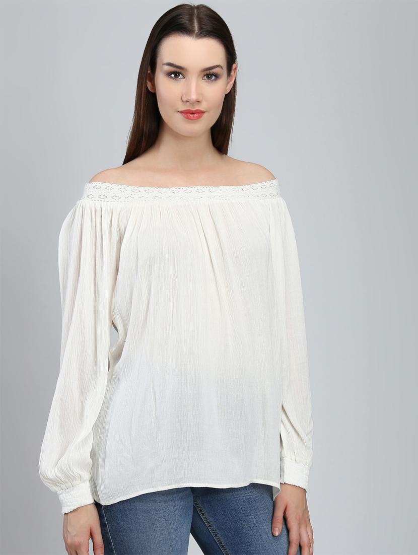 off shoulder lace detail top - 16805068 - Zoom Image - 2
