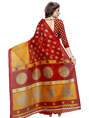 polka dots printed saree with blouse - 16805488 - Standard Image - 2