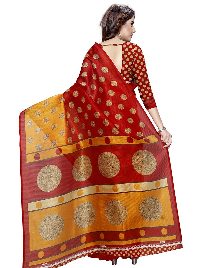 polka dots printed saree with blouse - 16805488 - Zoom Image - 2