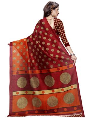 polka dots printed saree with blouse - 16805491 - Standard Image - 2
