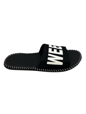 black fabric slip on flip flops - 16806079 - Standard Image - 2