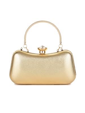 gold leatherette box clutch - 16806513 - Standard Image - 2