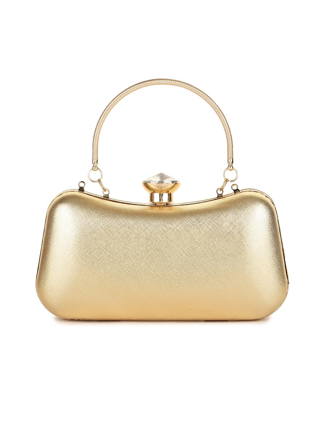gold leatherette box clutch - 16806513 - Zoom Image - 2