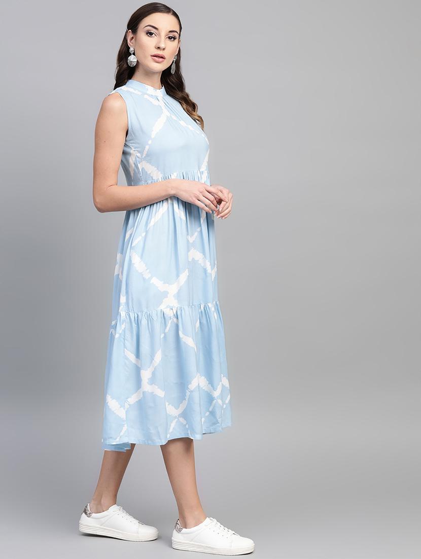 mock neck gathered hem a-line dress - 16806613 - Zoom Image - 2