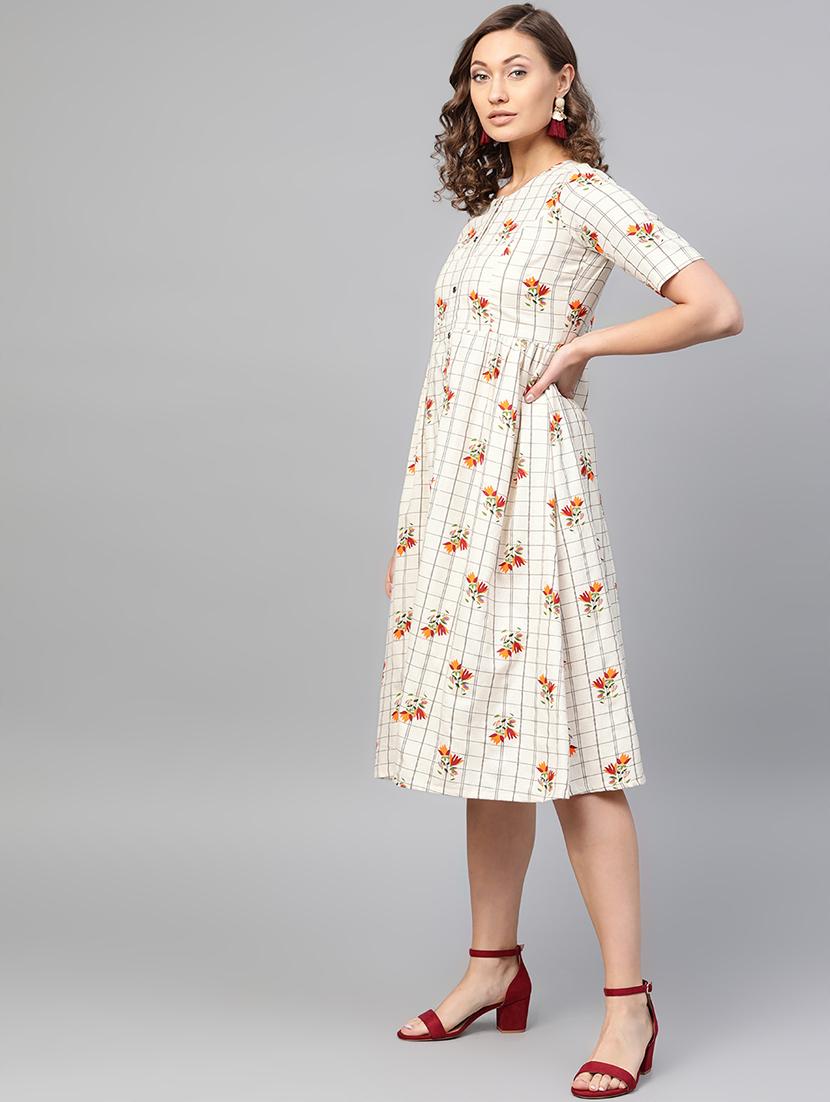 round neck checkered a-line dress - 16806619 - Zoom Image - 2