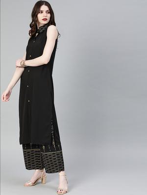 solid kurta palazzo set - 16808497 - Standard Image - 2
