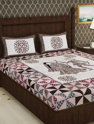 cotton double bedsheet with 2 pillow covers - 16809240 - Standard Image - 2