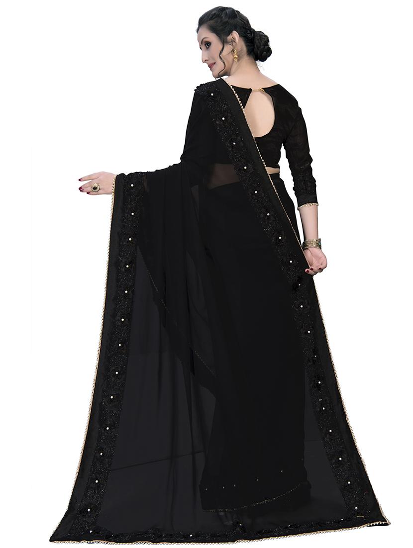 solid bordered saree with blouse - 16809513 - Zoom Image - 2