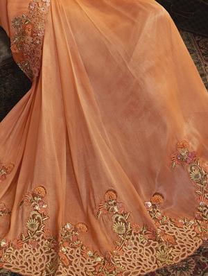 solid bordered saree with blouse - 16810297 - Standard Image - 5
